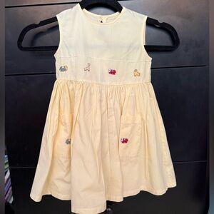 Vintage Cacharel Yellow Kids Dress with Animal Embroidery